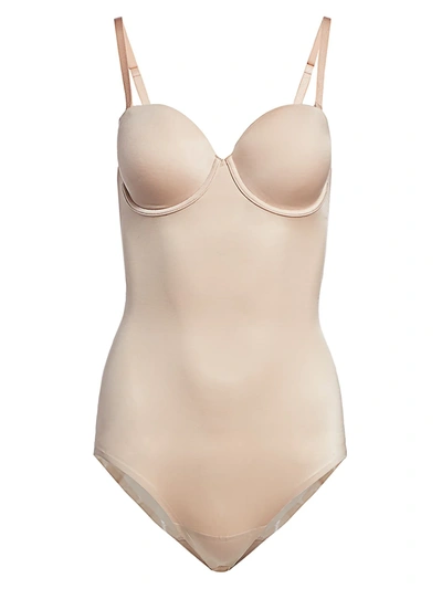 Shop Spanx Suit Your Fancy Strapless Bodysuit In Champagne