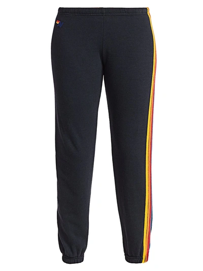 Shop Aviator Nation Women's Five Stripe Sweatpants In Charcoal