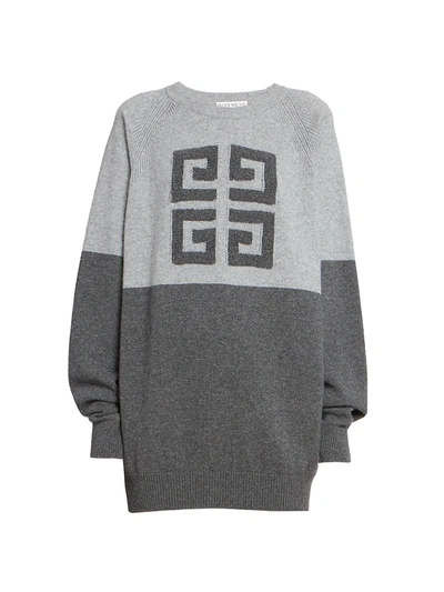 Shop Givenchy Women's Bi-color Intarsia Cashmere Knit Sweater In Grey