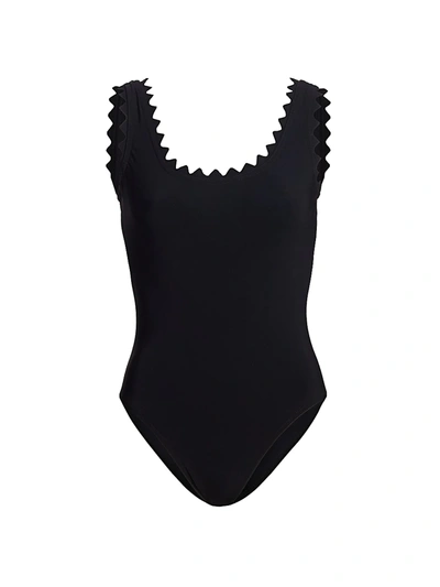Shop Karla Colletto Swim Women's Ines Scallop-neck One-piece Swimsuit In Black