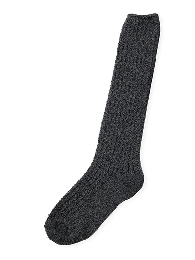 Shop Barefoot Dreams The Cozychic Ribbed Socks In Carbon Black