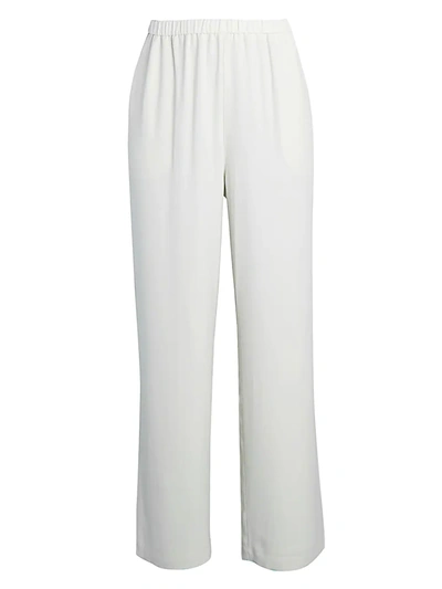 Shop Eileen Fisher Silk Straight-leg Pants In Bone