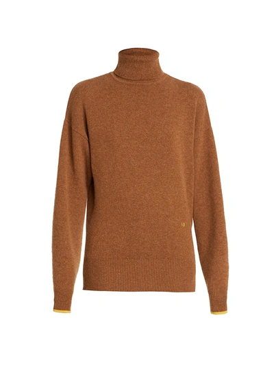 Shop Victoria Beckham Poloneck Stretch-cashmere Knit Sweater In Brown Yellow