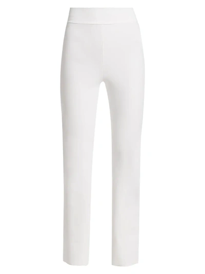 Shop Chiara Boni La Petite Robe Women's Venusette High-waist Straight-leg Pull-on Pants In White