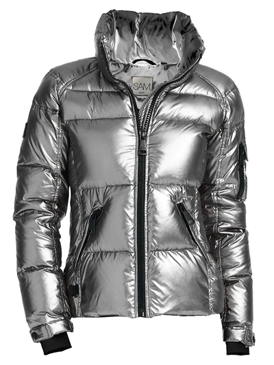 Shop Sam Freestyle Down Nylon Puffer Jacket In Gunmetal