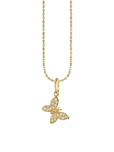 Shop Sydney Evan Women's 14k Yellow Gold & Diamond Pavé Butterfly Charm Necklace