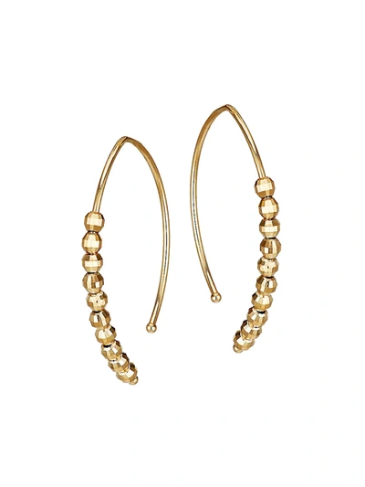 Shop Mizuki 14k Yellow Gold Bead Small Marquise Hoop Earrings