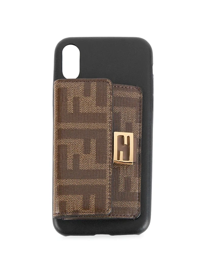 Shop Fendi Women's Ff Logo Iphone X Case In Black