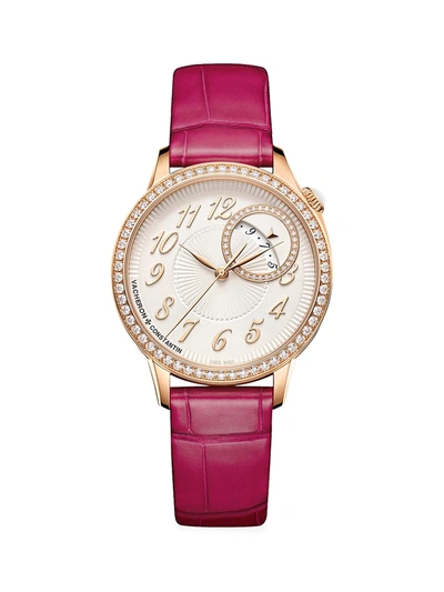 Shop Vacheron Constantin Egérie 18k 5n Rose Gold, Diamond & Alligator Strap Watch