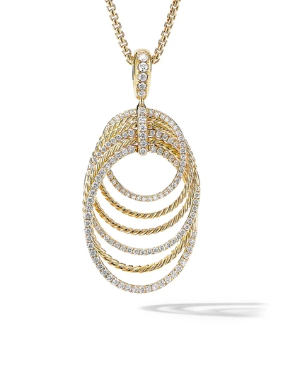 Shop David Yurman Origami Pendant Necklace In 18k Yellow Gold With Diamonds