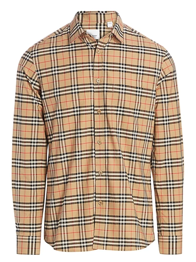 Shop Burberry Simpson Archive Plaid Sport Shirt In Archive Beige