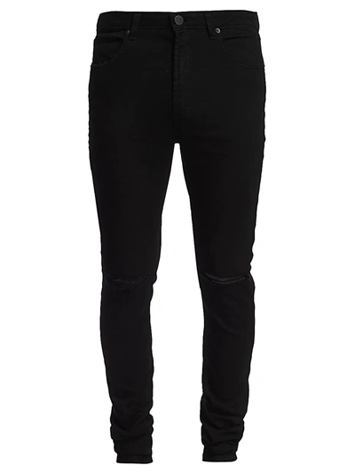 Shop Monfrere Men's Greyson Slit-knee Stretch Japanese Skinny Jeans In Black