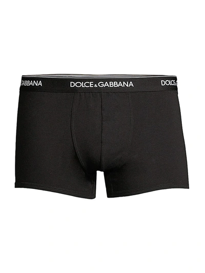 Shop Dolce & Gabbana Men's Day By Day 2-pack Stretch Cotton Boxer Briefs In Black