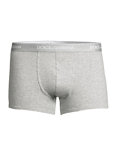 Shop Dolce & Gabbana Men's Day By Day 2-pack Stretch Cotton Boxer Briefs In Grey