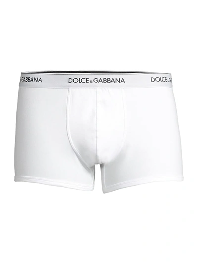 Shop Dolce & Gabbana Men's Day By Day 2-pack Stretch Cotton Boxer Briefs In White