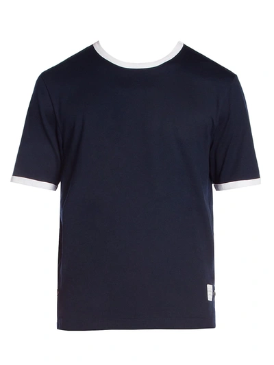 Shop Thom Browne Ringer T-shirt In Navy