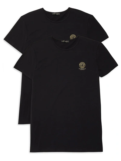 Shop Versace Men's 2-pack Logo T-shirt In Black