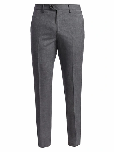 Shop Brunello Cucinelli Men's Lightweight Wool Flat Front Trousers In Lead