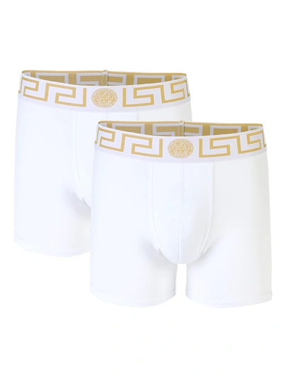 Shop Versace Men's 2-pack Trunk Boxer Briefs In White