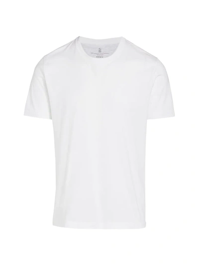 Shop Brunello Cucinelli Men's Solid Cotton T-shirt In White