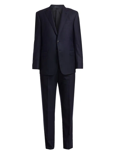 Shop Giorgio Armani Men's Single-breasted Wool Suit In Navy