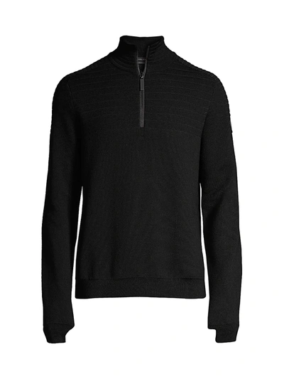 Shop Canada Goose Clarke Half-zip Merino Wool Sweater In Black
