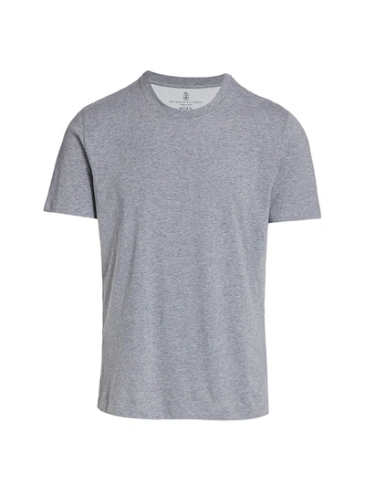 Shop Brunello Cucinelli Men's Solid Cotton T-shirt In Grey