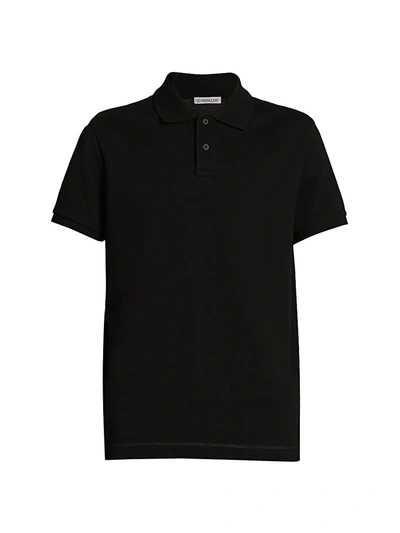 Shop Moncler Cotton Polo Shirt In Black