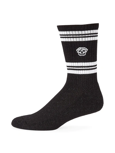 Shop Alexander Mcqueen Men's Skull Logo Sport Crew Socks In Black White