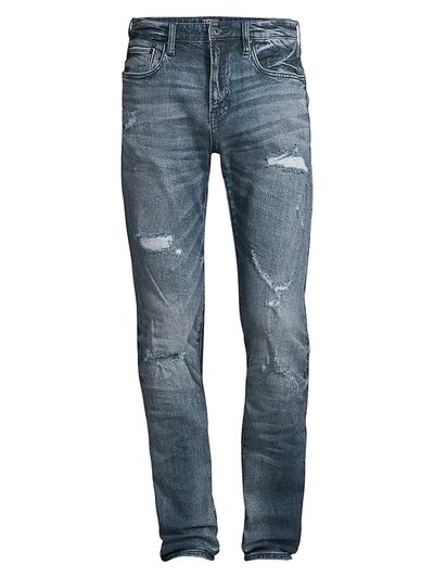 Shop Prps Men's Le Sabre Stretch The One Distressed Slim-tapered Jeans In Medium Blue