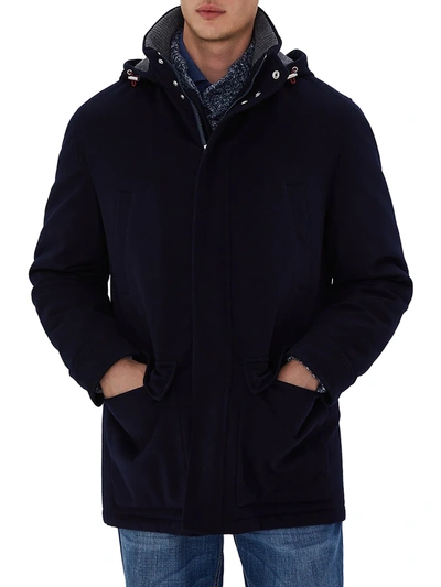 Shop Brunello Cucinelli Beaver Cashmere Coat In Navy