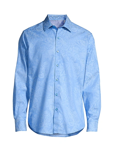 Shop Robert Graham Andretti Classic-fit Paisley Print Sport Shirt In Light Blue