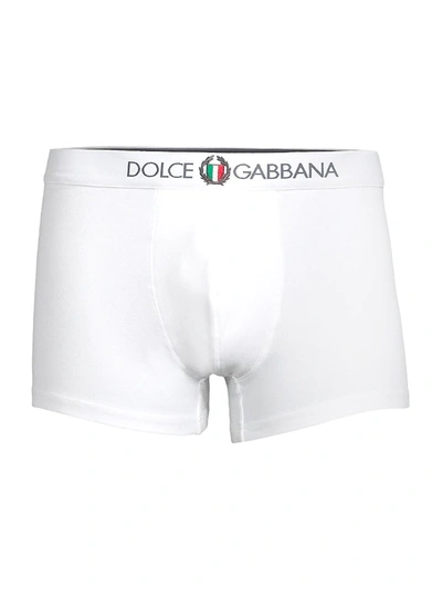 Shop Dolce & Gabbana Men's Sport Crest Boxer Briefs In White