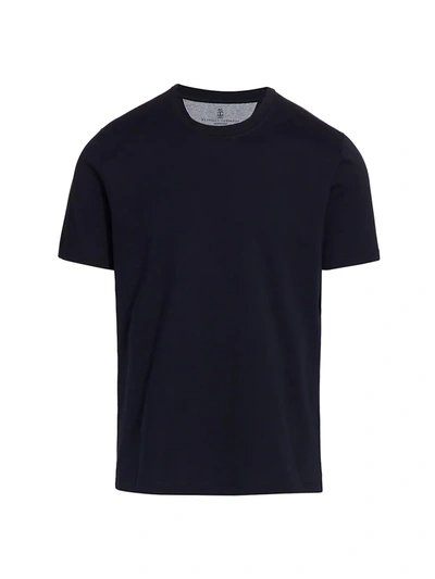 Shop Brunello Cucinelli Men's Solid Cotton T-shirt In Navy