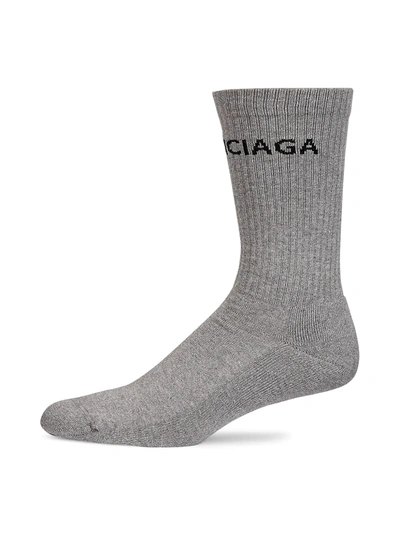 Shop Balenciaga Logo Tennis Socks In Graphite