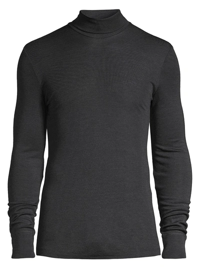 Shop Hanro Men's Woolen Silk Turtleneck Tee In Anthracite