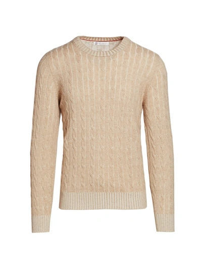 Shop Brunello Cucinelli Vanise Cable Knit Cashmere Sweater In Brown
