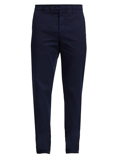 Shop Brunello Cucinelli Gabardine Flat Front Pants In Navy