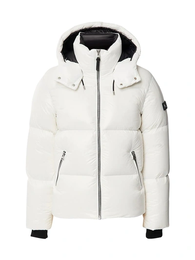 Shop Mackage Kent Hooded Down Jacket In Off White