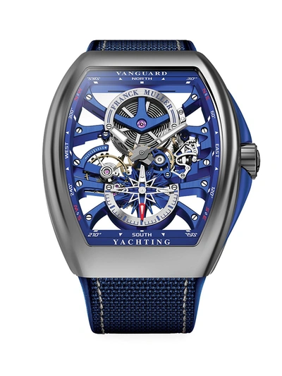 Shop Franck Muller Men's Vanguard Yachting Skeleton Stainless Steel Watch In Navy