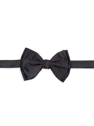 Shop Giorgio Armani Metallic Dot Print Silk Bow Tie In Black
