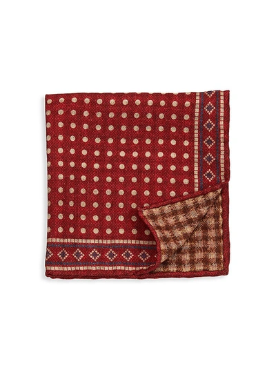 Shop Brunello Cucinelli Wool Pocket Square In Red Blue