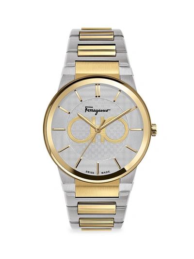Shop Ferragamo Sapphire Yellow Gold Ip & Stainless Steel Bracelet Watch In Two Toned Gold