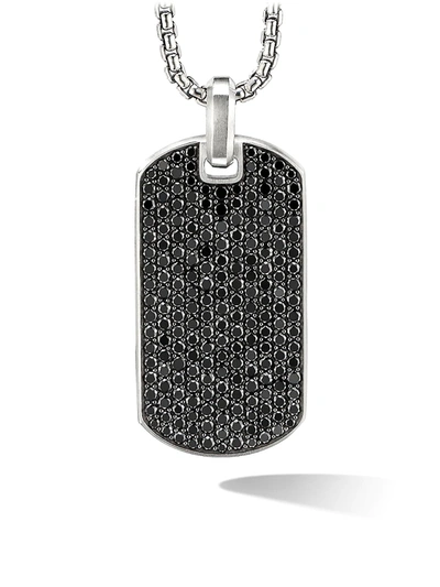 Shop David Yurman Men's The Pavé Collection Sterling Silver & Black Diamond Enhancer Tag Pendant