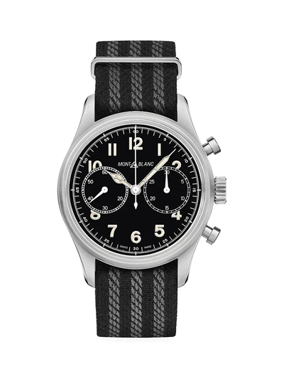Shop Montblanc Men's 1858 Stainless Steel & Nato Strap Automatic Chronograph Watch