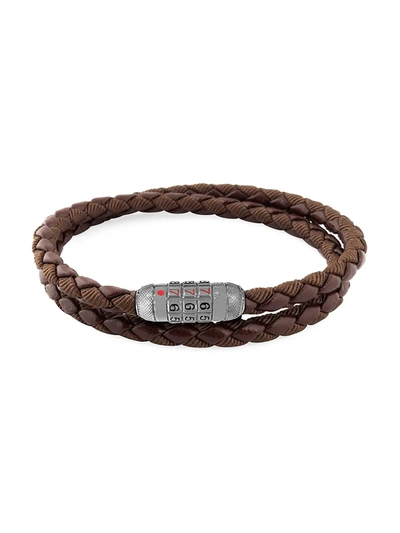 Shop Tateossian Combo Scoubidou Braided Wrap Combination Bracelet In Brown