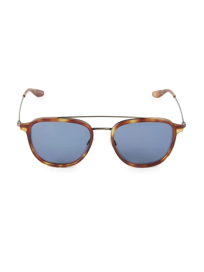 Shop Barton Perreira Men's Courtier 55mm Round Navigator Sunglasses In Havana