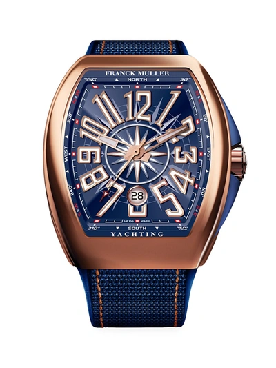 Shop Franck Muller Men's Vanguard Yachting Rose Gold Watch In Rose Gold Navy