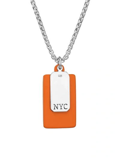 Shop Jonas Studio Stainless Steel Dog Tag Necklace In Silver Orange