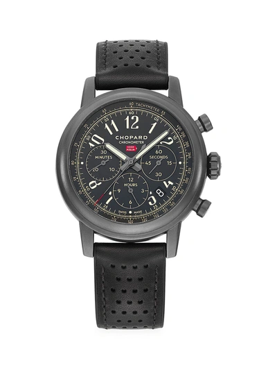 Shop Chopard Men's Mille Miglia Limited Edition Stainless Steel & Leather Strap Chronograph Watch In Black